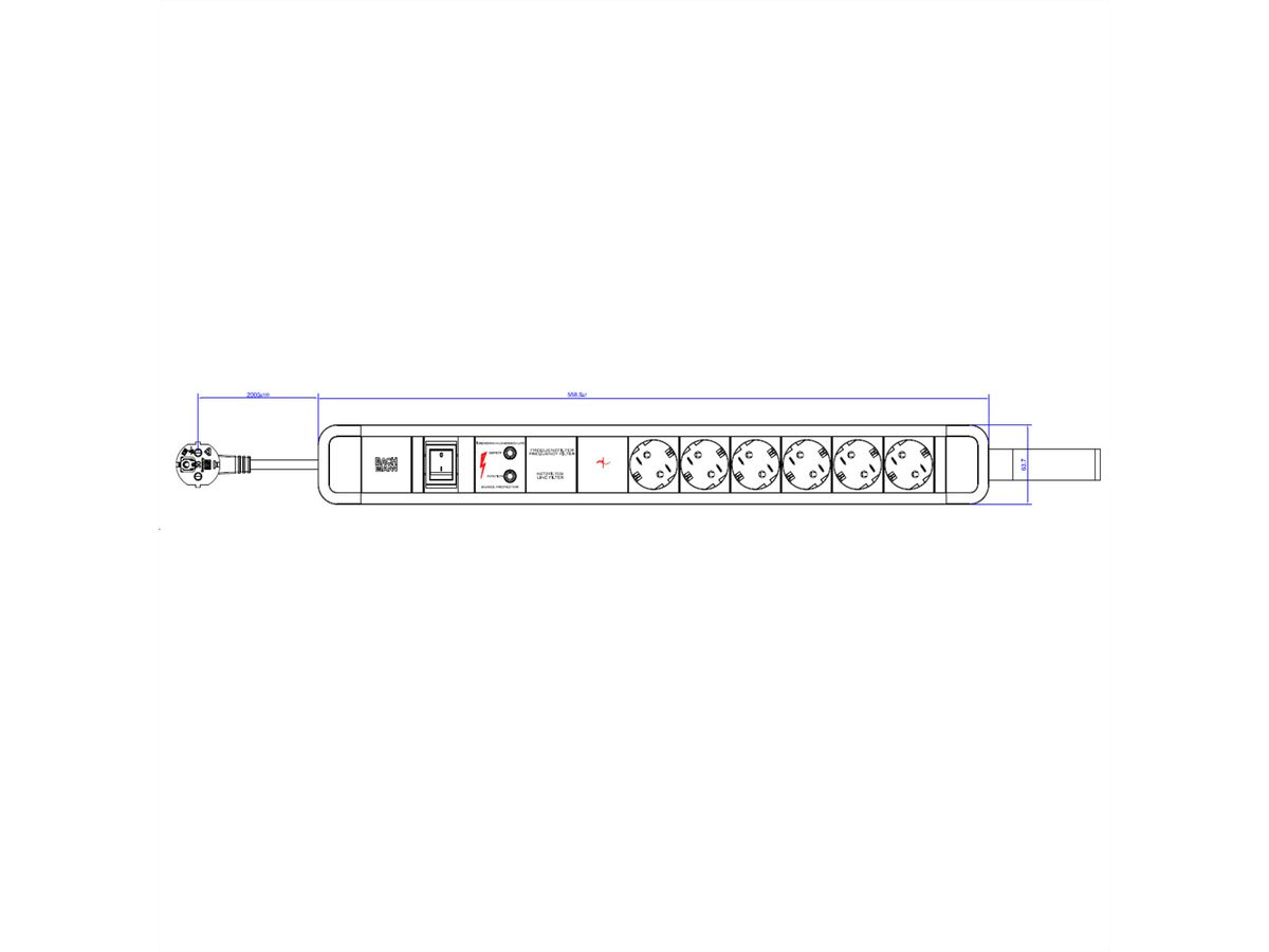 BACHMANN PRIMO 2 6xCEE7/3 1xGVS 1xSwitch with loop RAL6028