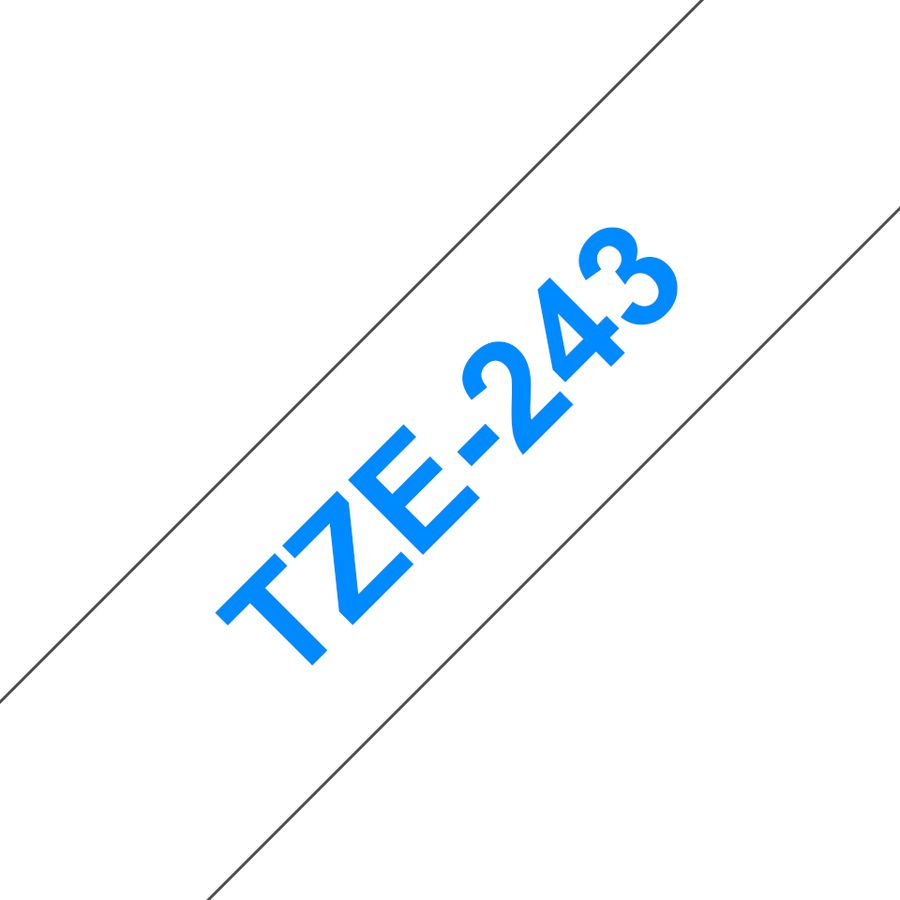Brother TZE-243 Blauw op wit TZe labelprinter-tape