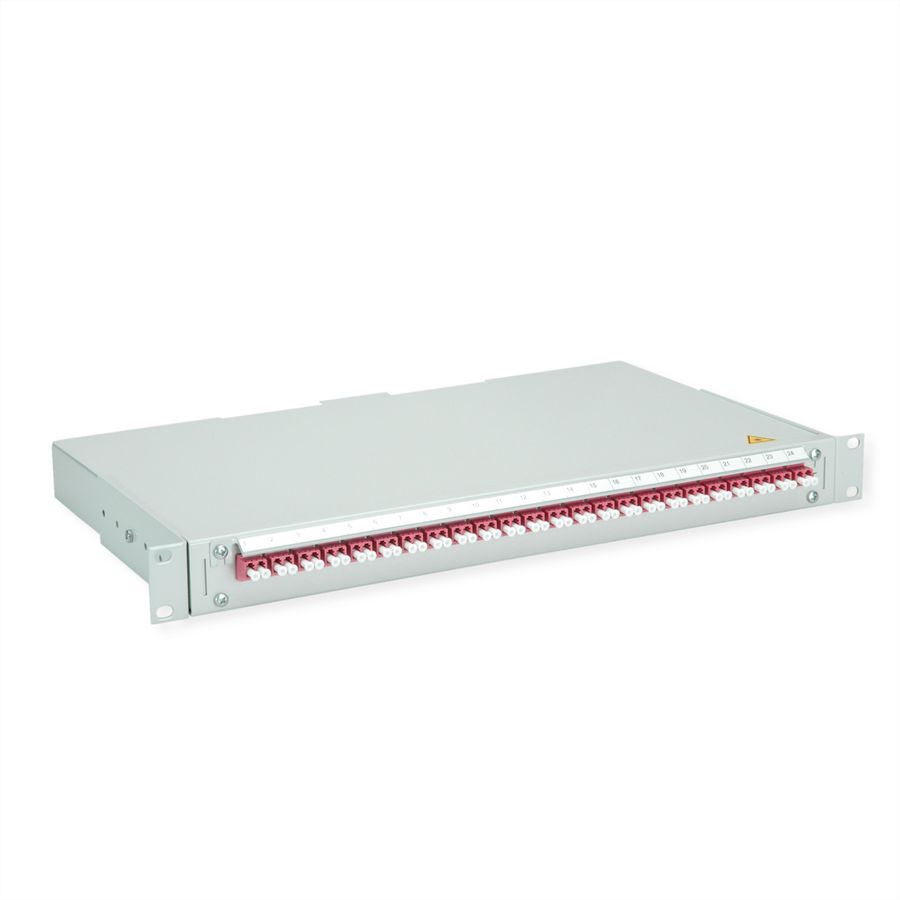 TELEGÄRTNER BASIS V LWL-Panel mit Kupplungen & Pigtails, 24x LC Duplex, violett, OM4