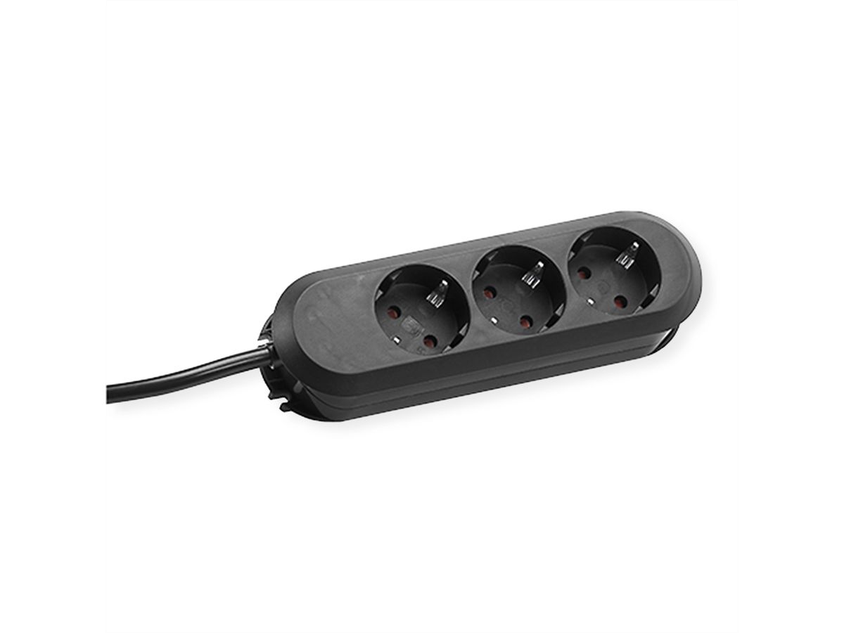 BACHMANN SMART socket strip 3x earthing contact, black, 3 m