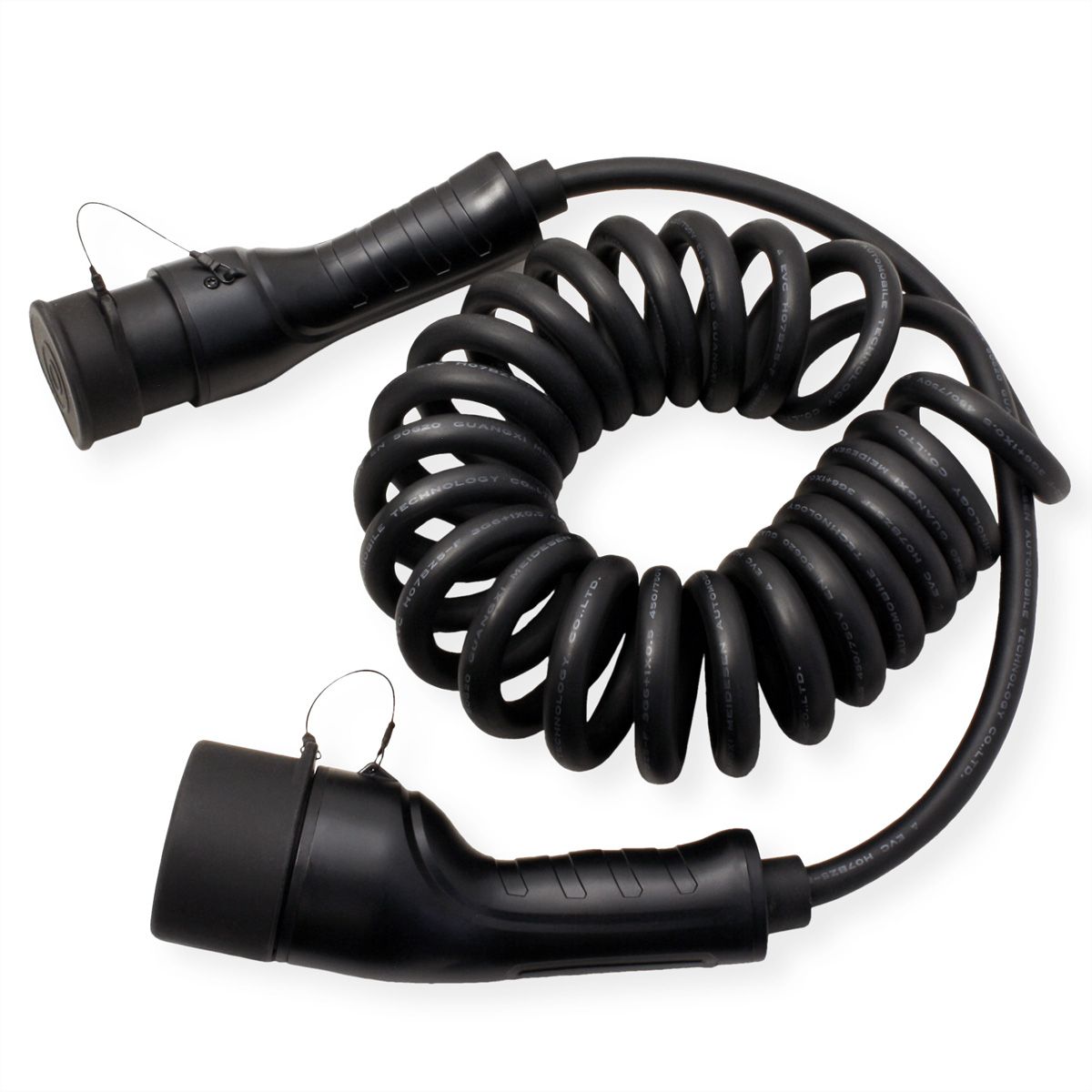 ROLINE EV Charging Cable Assembly Type2, 1-Phase, 250VAC (1P+N+E), 32 A, 7.4 kW, spiral (max. 3m)