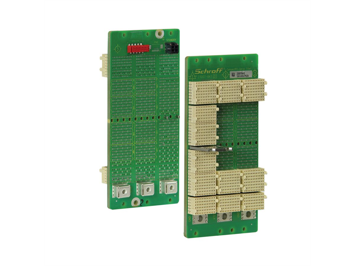 SCHROFF CPCI seriële backplane, 3 HE, 3 sleuven, systeemsleuf links, full-mesh, zonder RIO