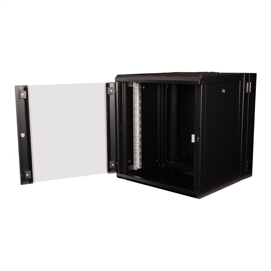 ROLINE 19-inch wall-mounted housing Pro 12 U, 600x600 WxD two-piece swivelling black