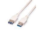 VALUE USB 3.2 Gen 1 Kabel, type A-A, M/F, wit, 0,8 m