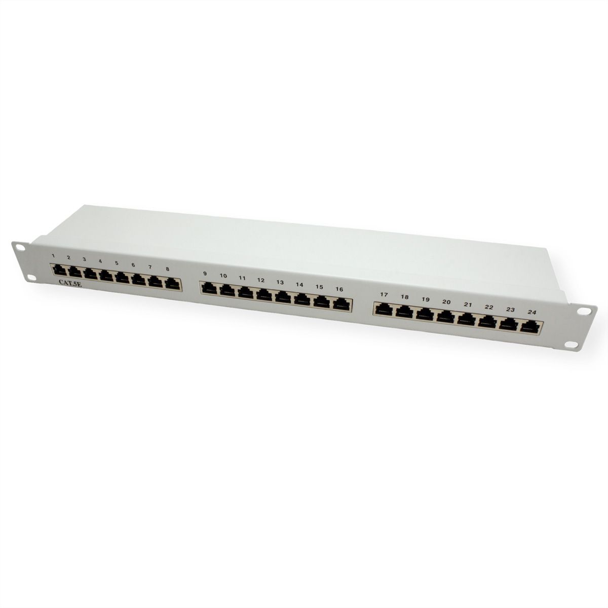 VALUE Cat.5e (Class D) 19" Patch Panel, 24 Ports, STP, grey