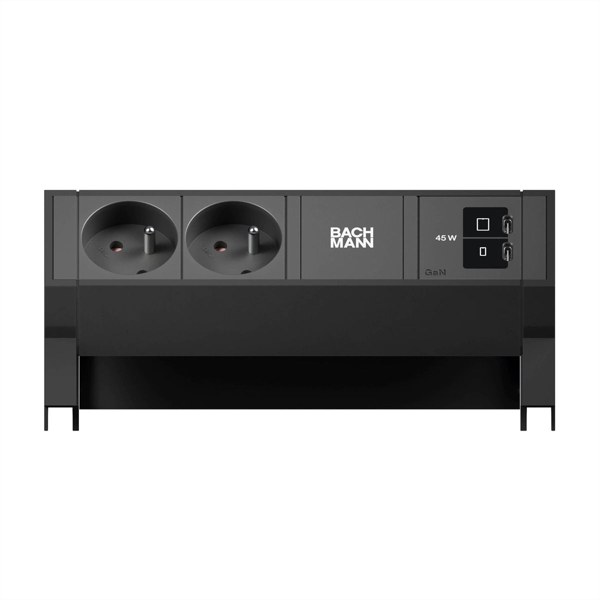 BACHMANN DESK2 2xUTE 1xUSB C/C 45W, L=0,2m RAL9005