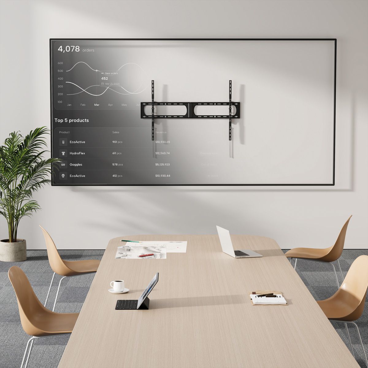 VALUE Heavy-Duty TV Wall Mount, <125 kg, <355,6 cm (140"), VESA 1200x800, tiltable