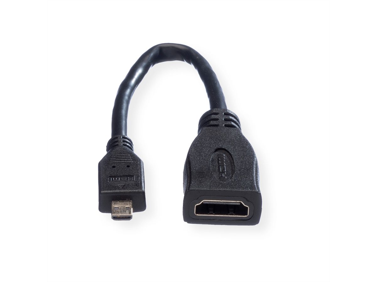 VALUE HDMI High Speed Kabel met Ethernet, HDMI F - Micro HDMI M, 0,15 m