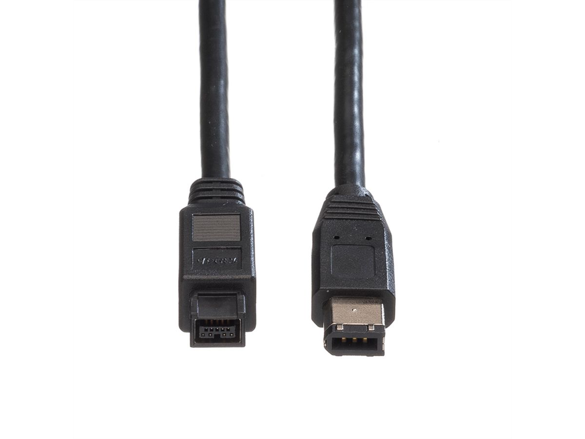 ROLINE IEEE1394b FireWire Cable, 9/6-pin, A-B, black, 1.8 m