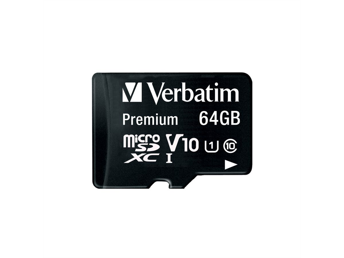 VERBATIM microSDHC Card 64GB Class 10 Retail