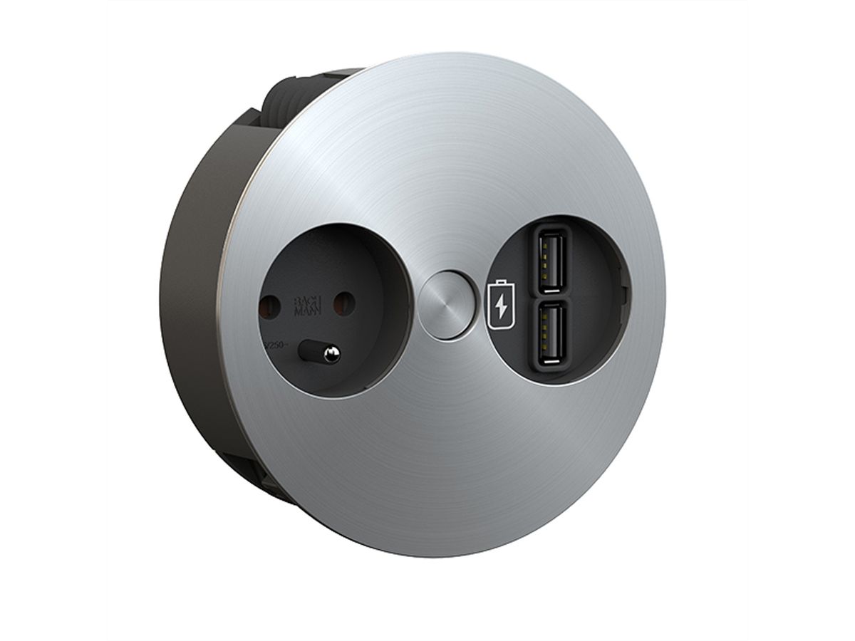 BACHMANN TWIST 1x UTE-aansluiting, USB-oplader, 2 m