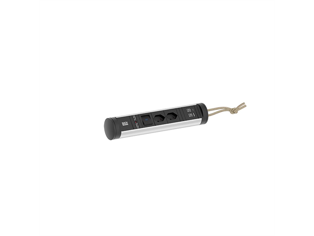 BACHMANN CYCLE Lus 2xCH 1xschakelaar 1xUSB A/C 22W 2,5m T12