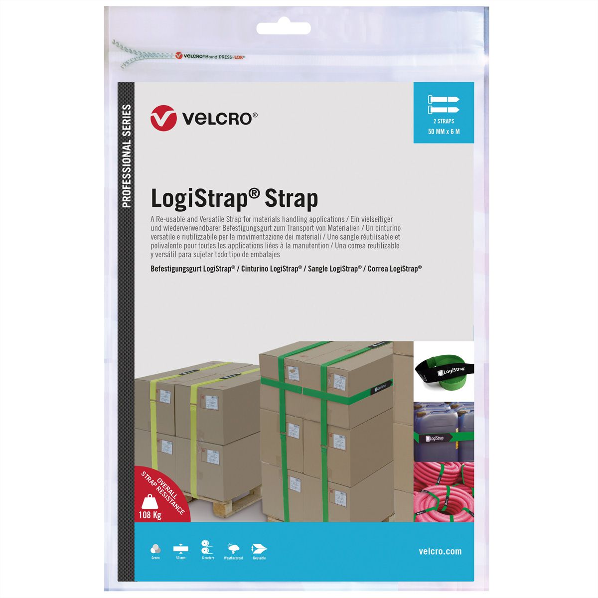 VELCRO® Logistrap® Strap 50mm x 6m strook 2 stuks, groen