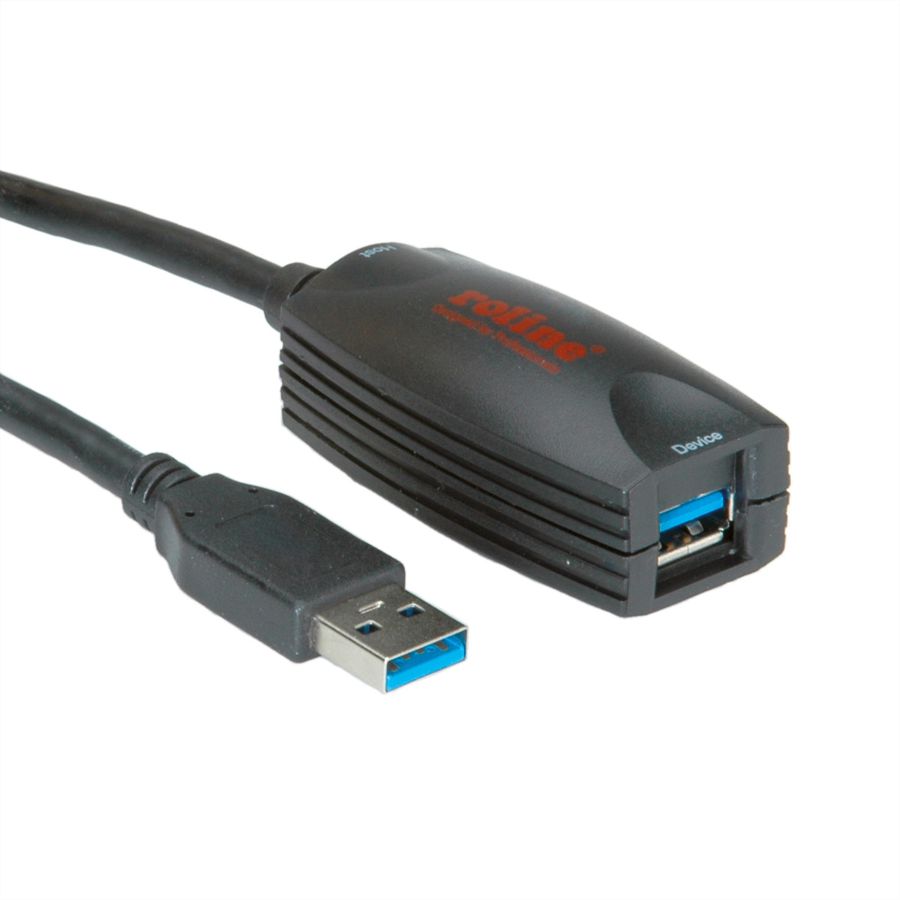 ROLINE USB 3.2 Gen 1 Actieve Repeater kabel, zwart, 5 m
