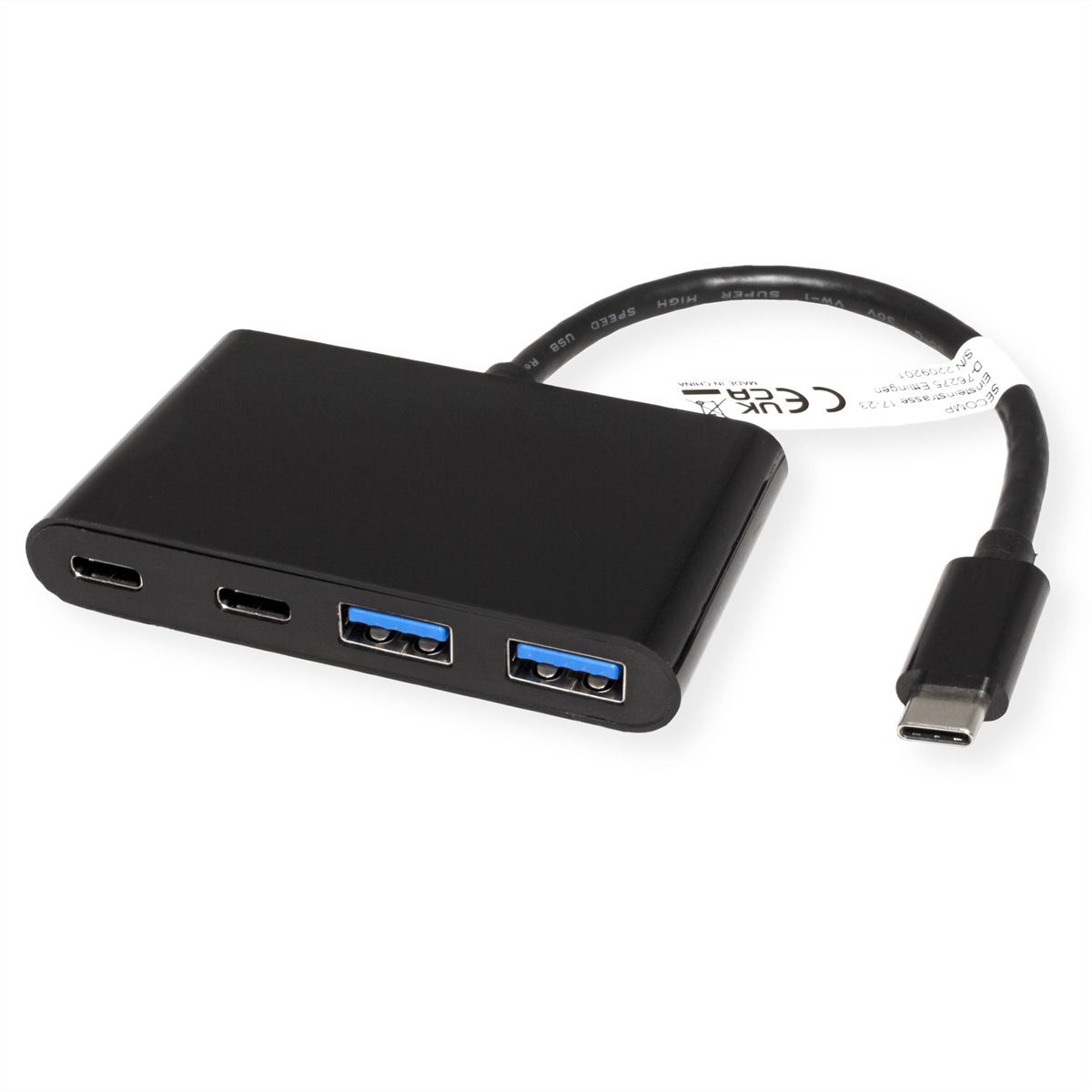 VALUE USB 3.2 Gen 2 Hub, 4x (2x A+ 2x C), Type C aansluitkabel