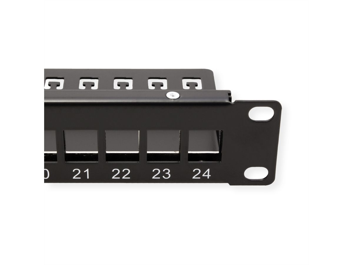 VALUE Keystone 19'' Module Frame, 24 ports, shielded, 1U, 1-piece-type, black