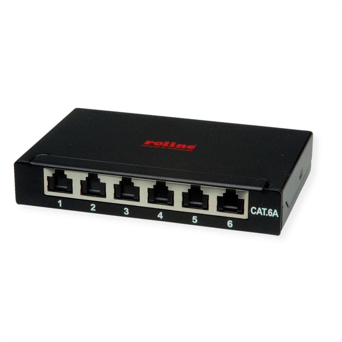 ROLINE Minipatchpaneel, Cat.6A/Cl.EA, 0,5U, 6x RJ45-poorten , afgeschermd, zwart