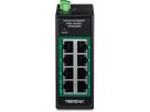 TRENDnet TI-PGLC80 8-poorts Gigabit PoE+ industriële DIN-rail Mini Switch