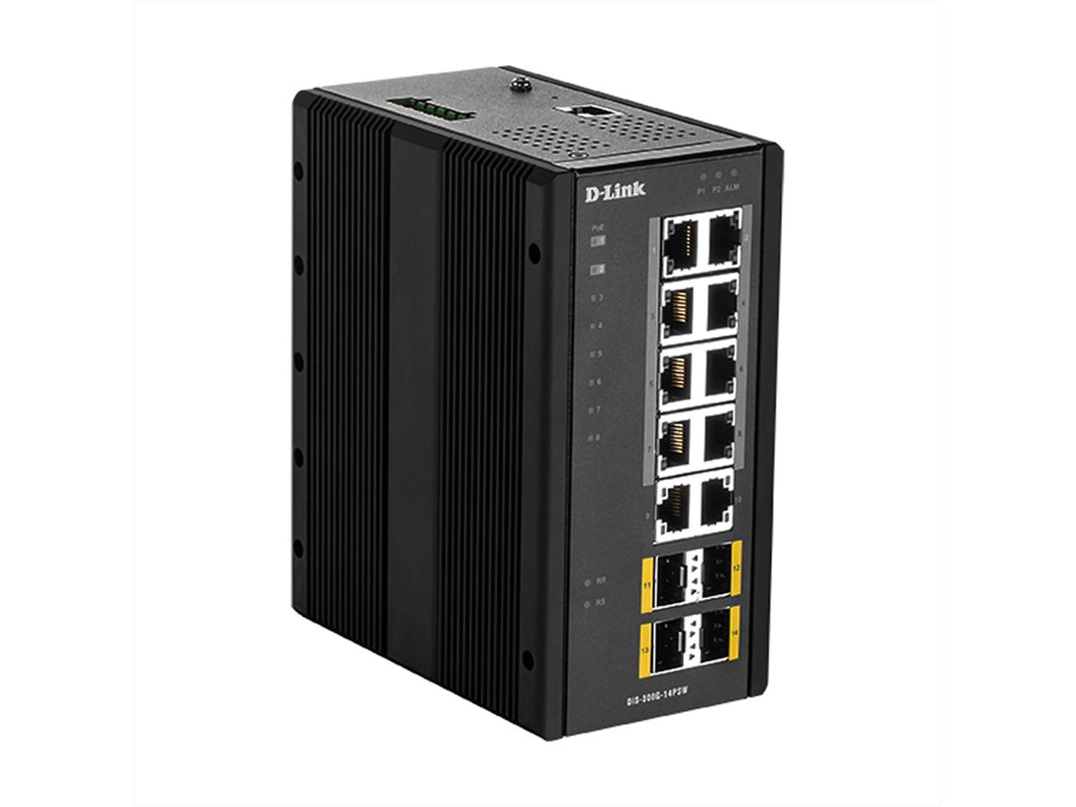 D-Link DIS-300G-14PSW 14-poorts switch Layer2 beheerd Gigabit PoE industrieel