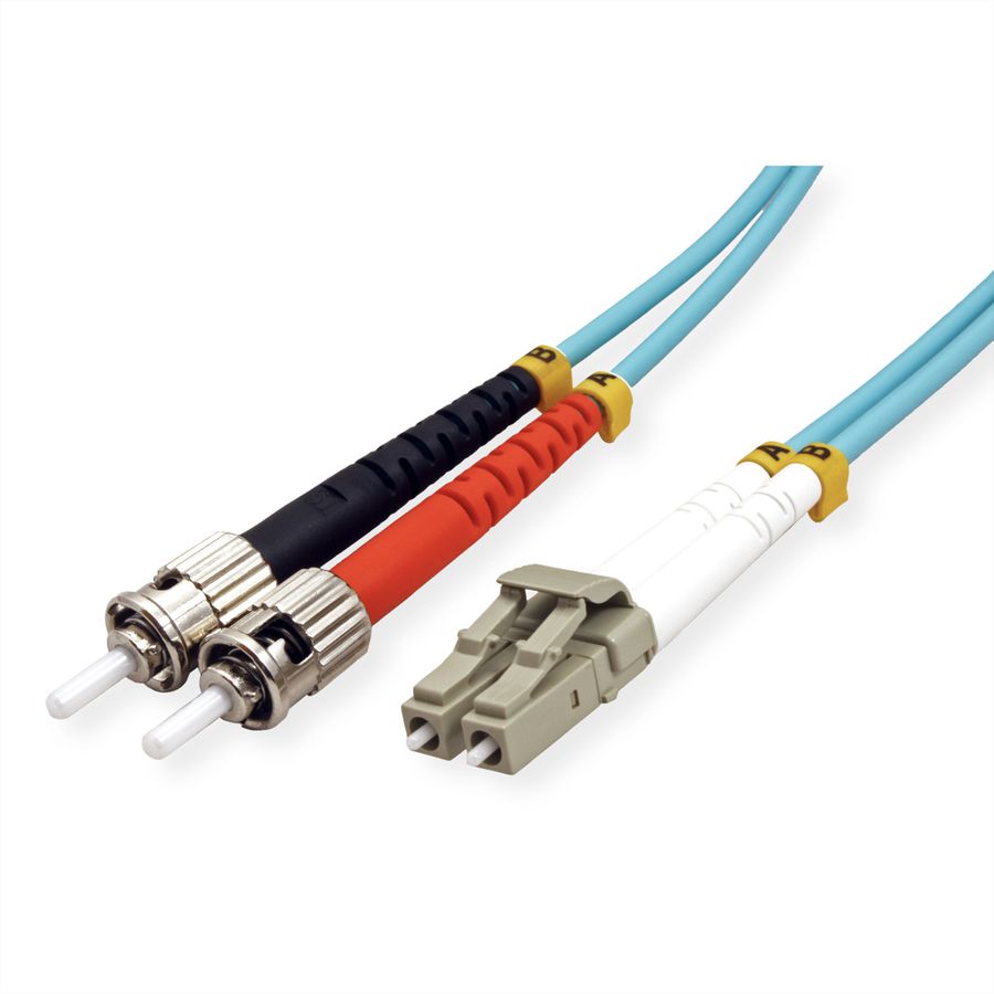 VALUE Fibre Optic Jumper Cable, 50/125µm, LC/ST, OM3, LSOH, turquoise, 5 m