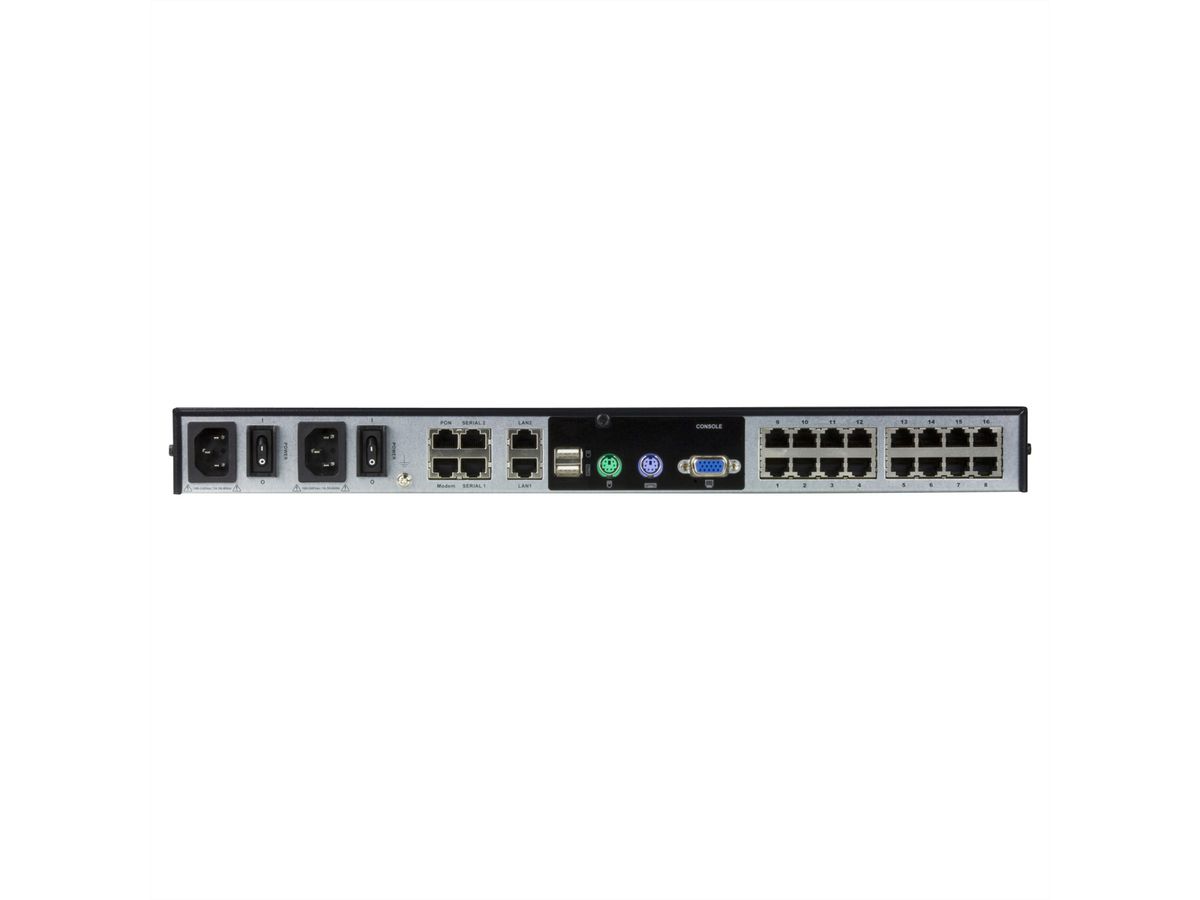 ATEN KN1116VA KVM over IP switch, 16 poorts, 2 bussystemen, voor cat.5e/6, met geluidsoverdracht en virtuele gegevensdragers