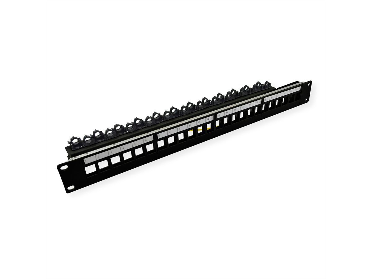 ROLINE 19" keystone module rack, leeg, 24P. afgeschermd , Clip bevestiging, zwart
