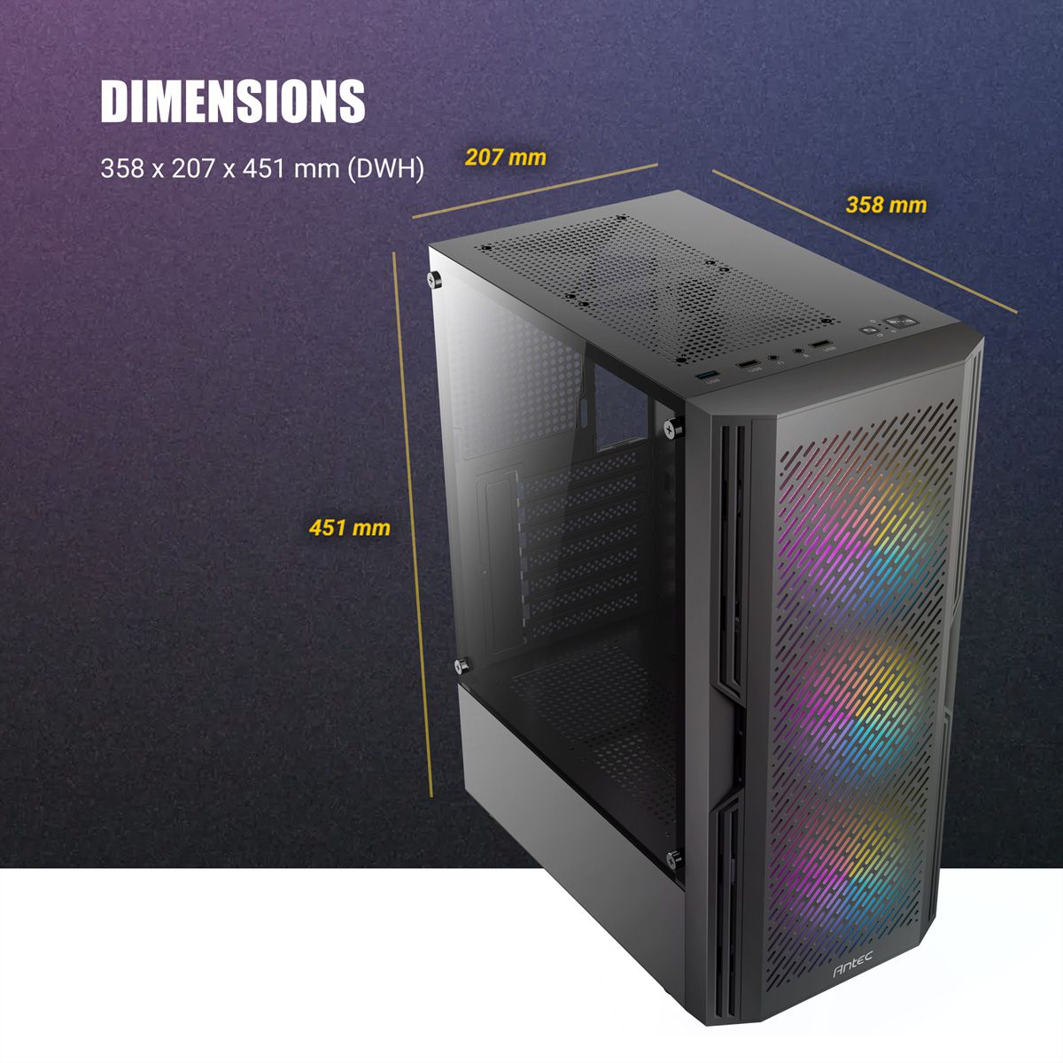 ANTEC AX20 PC case Midi Tower Gaming ATX, black