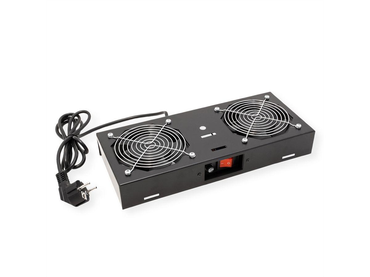 ROLINE ventilatorunit met 2 ventilatoren, voor 19 inch wandbehuizing zwart