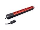 BACHMANN 19" socket strip 8-way 2300W, IEC320 C14 plug, black