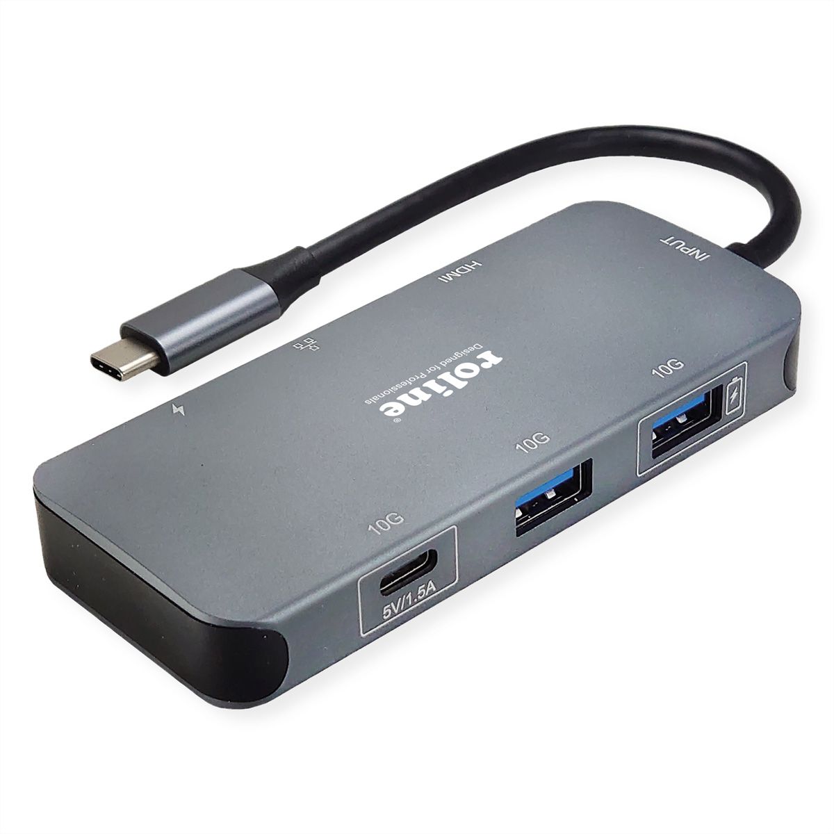 ROLINE USB-C Multiport Docking Station, 4K HDMI, USB-A, USB-C, PD, LAN
