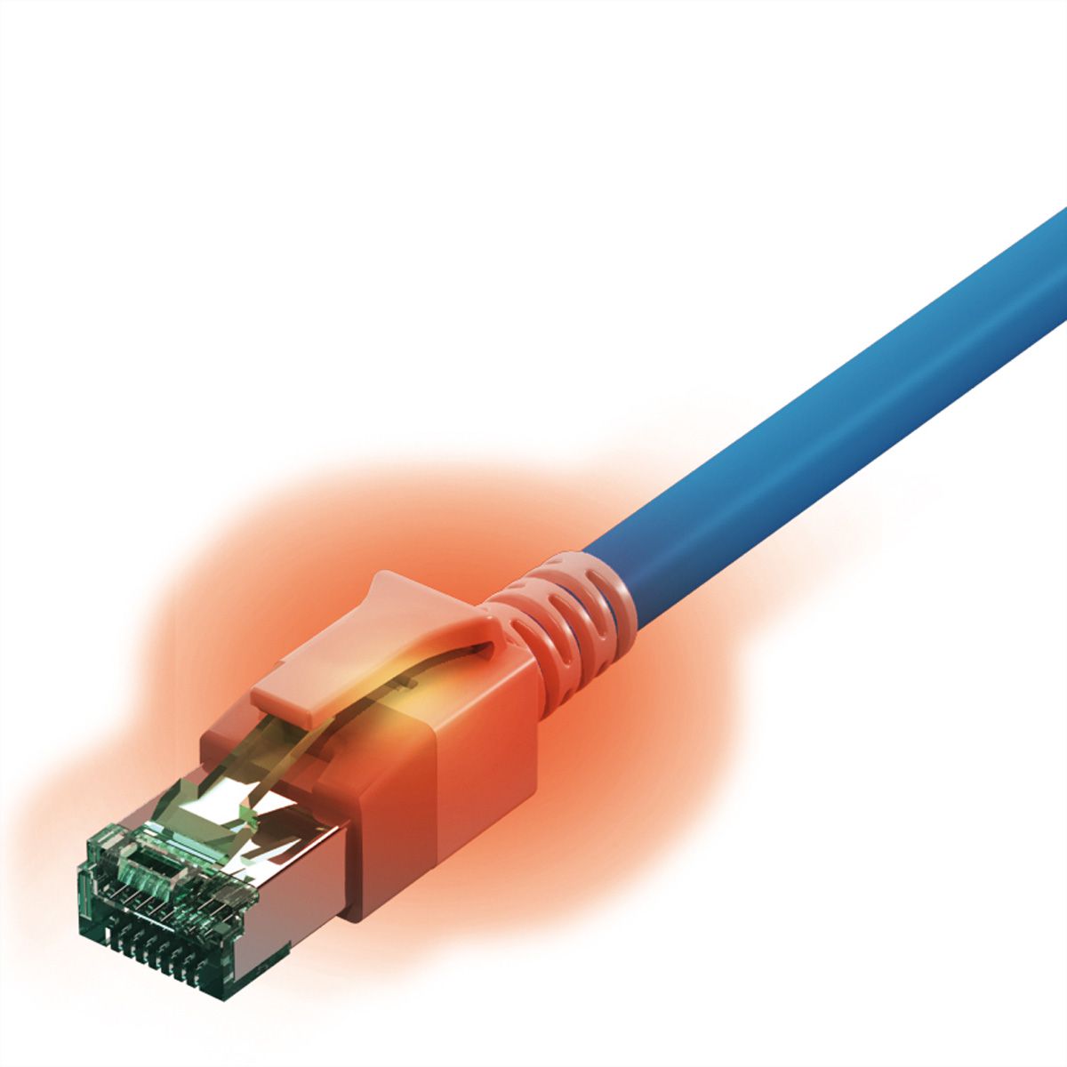 EasyLan S/FTP DualBoot LED Patch Cable Cat.6A, RJ45 / RJ45, LSOH, blue, 1.5 m