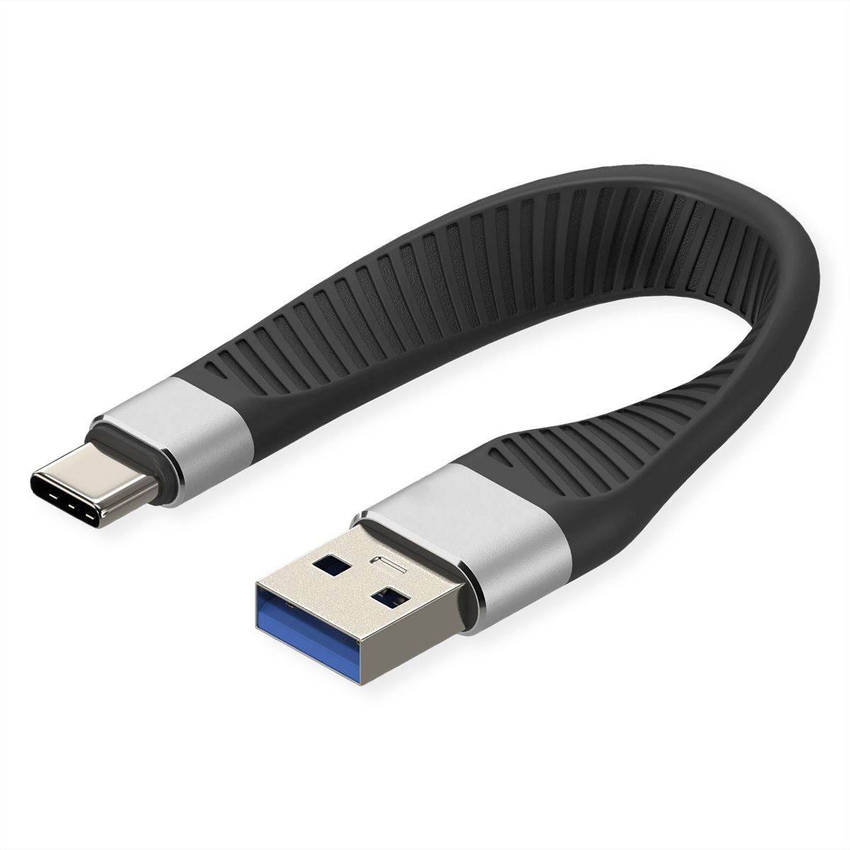 ROLINE USB 3.2 Gen 2 siliconenkabel, Emark, C-A, M/M, 10Gbit/s, zwart, 11 cm