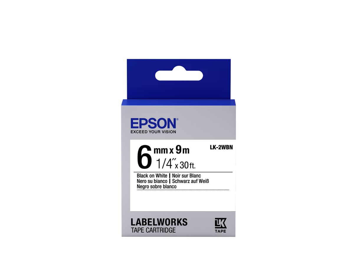 Epson LK-2WBN labelprinter-tape Zwart op wit