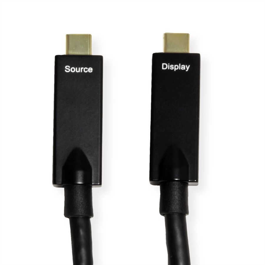 ROLINE USB 3.2 Gen 2-kabel, AOC, C-C, Male/Male, 10 Gbit/s, 4K60Hz, PD (Power Delivery) 60 W, zwart, 10 m