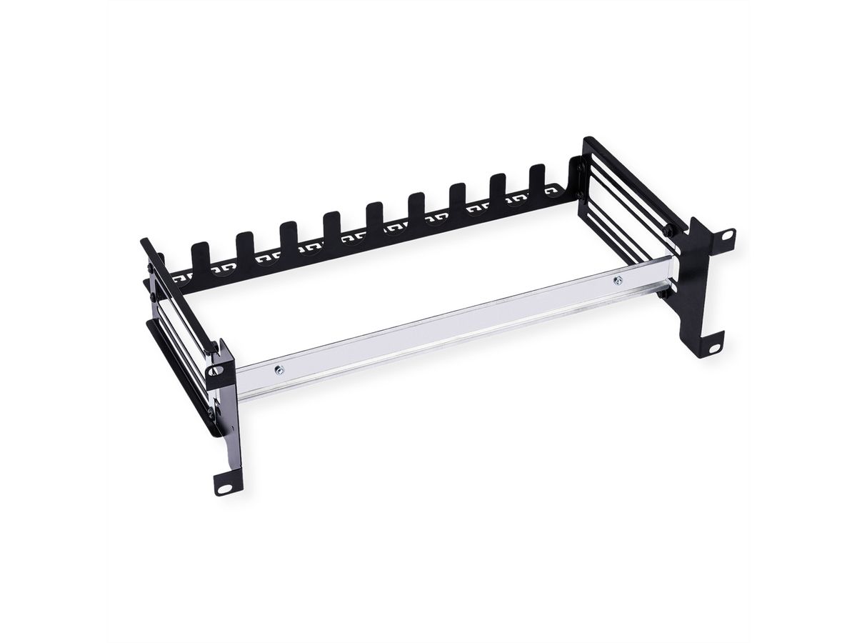 VALUE 19" Support Frame for DIN Rail-Mounted Devices, 3U, with Cable Management, black