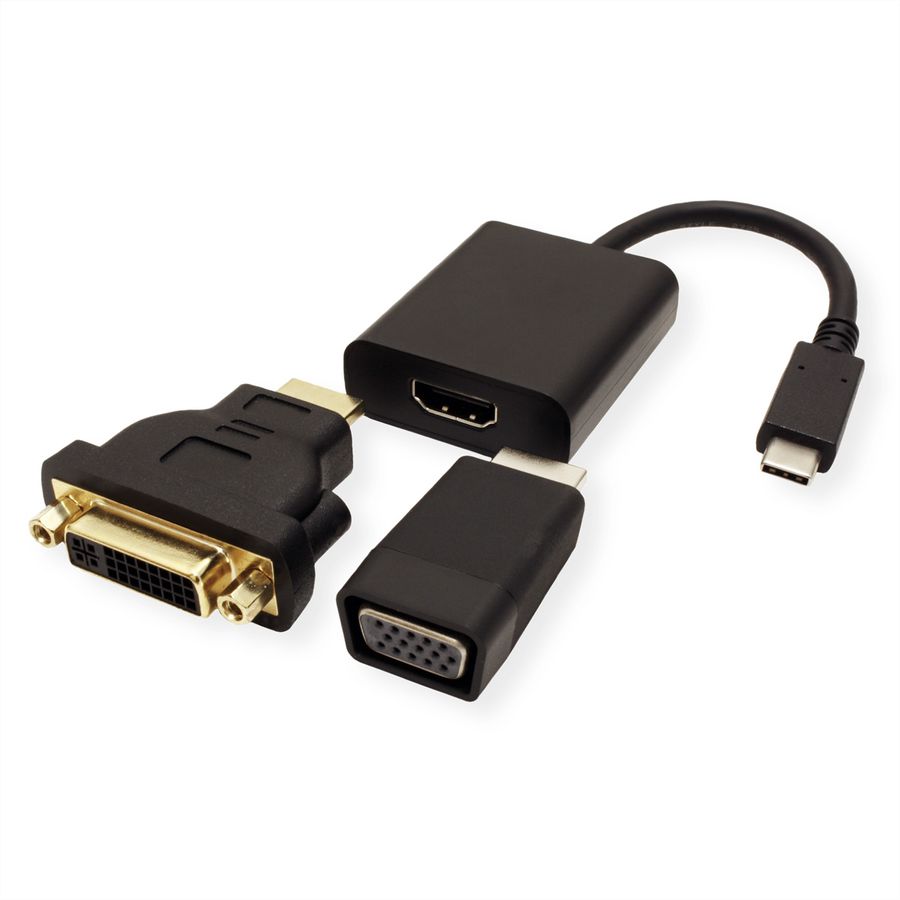 VALUE Beeldscherm Adapter USB Type C - VGA + HDMI + DVI