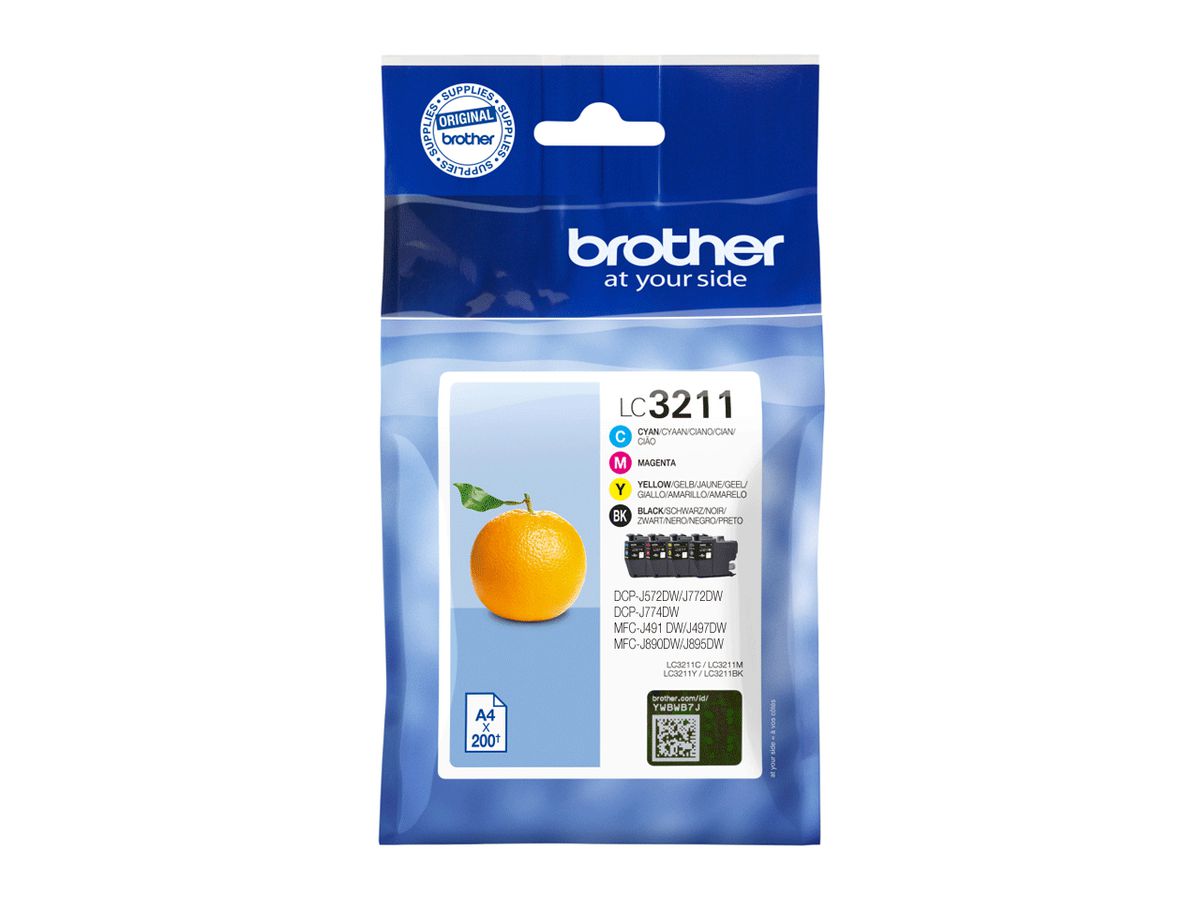 Brother LC3211VALDR inktcartridge 4 stuk(s) Origineel Zwart, Cyaan, Magenta, Geel
