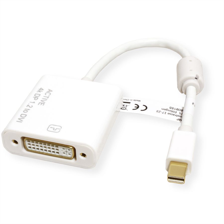 ROLINE 4K Mini DisplayPort-DVI Adapter, Mini DP M - DVI F