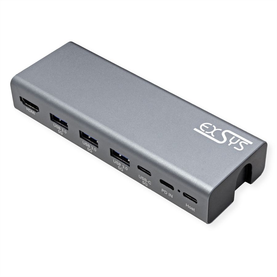 EXSYS EX-1224HM Laptop-Stand with removable 7-in-1 USB-C docking station, for Laptop, Notebook, MacBook & Tablet