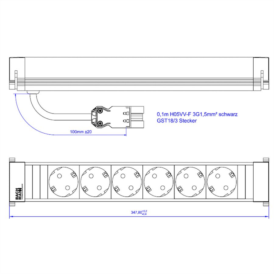 BACHMANN POWER FRAME 6xCEE7/3, GST18, 0.5 m