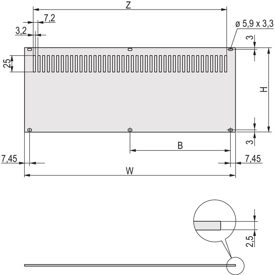 SCHROFF Rear Panel, Perforated, Unshielded, for RatiopacPRO and PropacPRO, 4 U, 84 HP