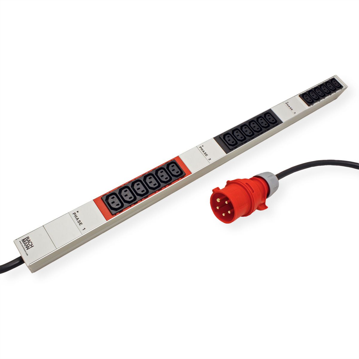 BACHMANN IT PDU ALU 1U 18x C13, connector plug CEE 3L+N+PE 16A