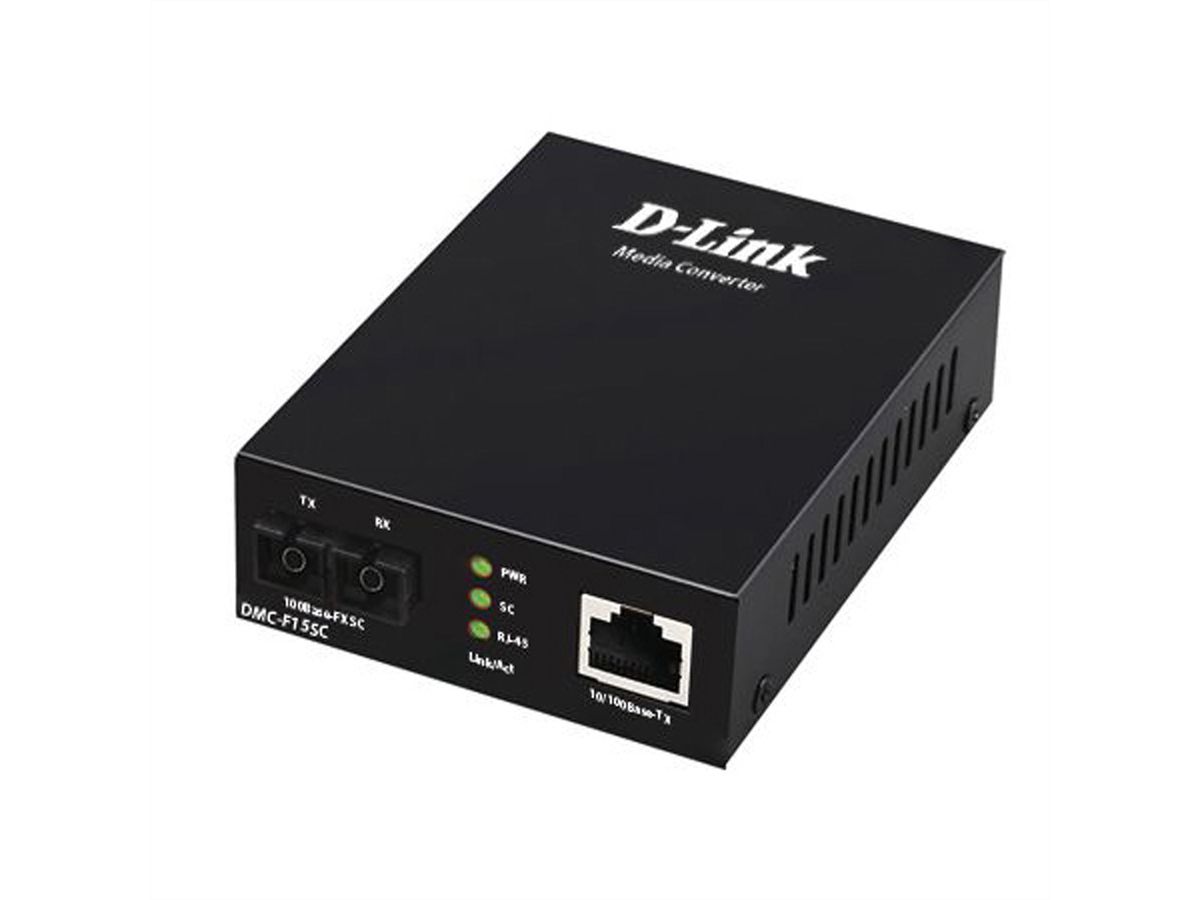 D-Link Ethernet converter DMC-F15SC/E, 10/100 TP naar 100 FX Singlemode SC 15km
