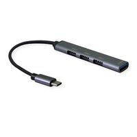 STANDAARD USB 2.0-hub, USB-C aansluiting, 4x USB-A-poorten (3x USB 2.0 + 1x USB 3.2 Gen1)