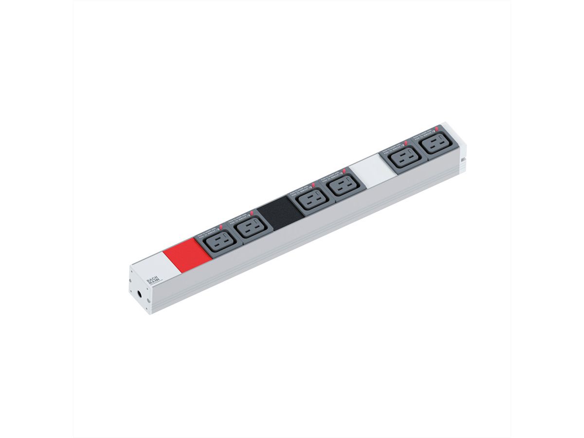 BACHMANN IT PDU ALU 1U 6x C19 stekker 3x16A CEE rood