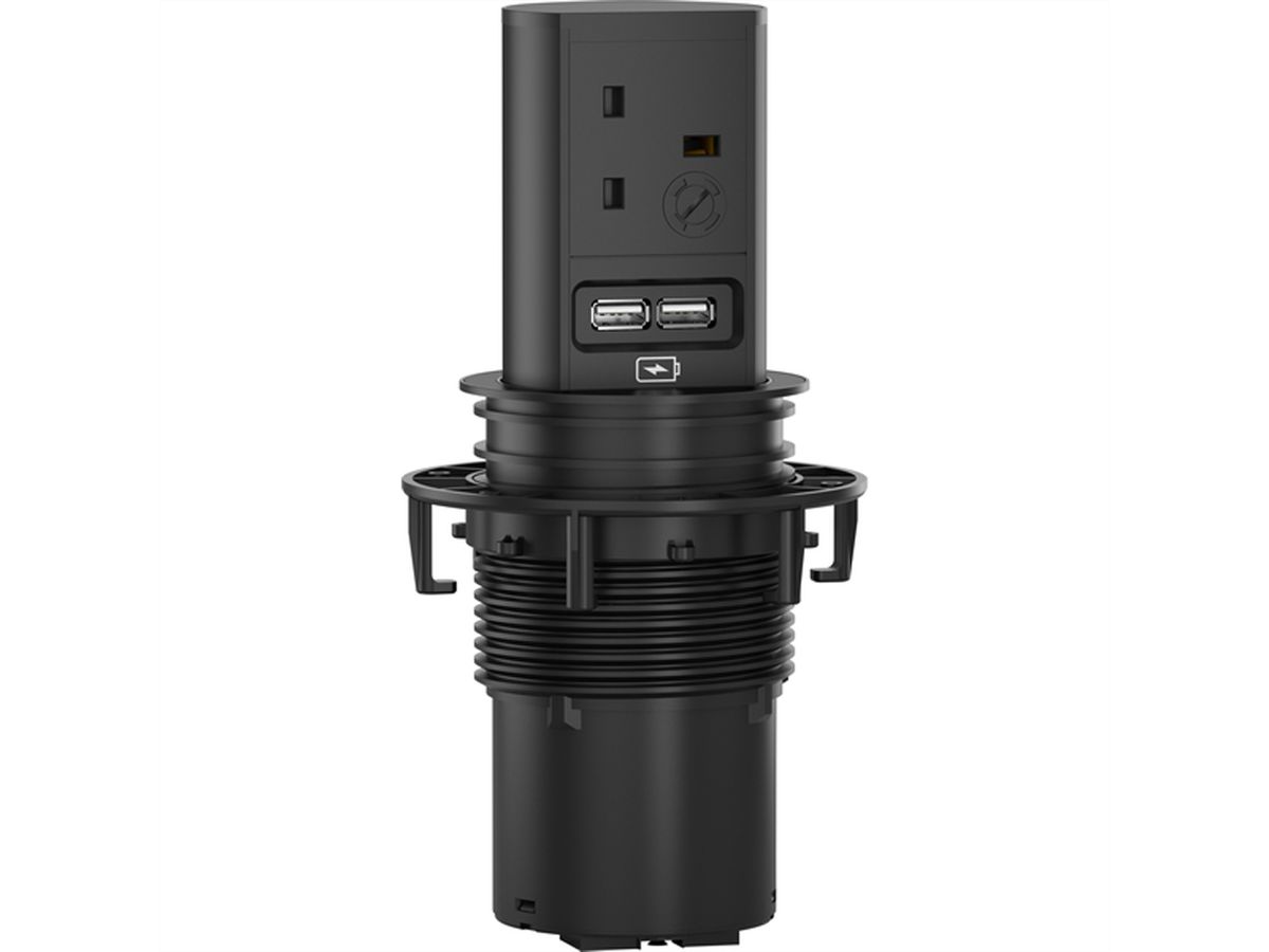 BACHMANN ELEVATOR 1xUK 5A 1xUSB Charger 0.5m GST18 RAL9005