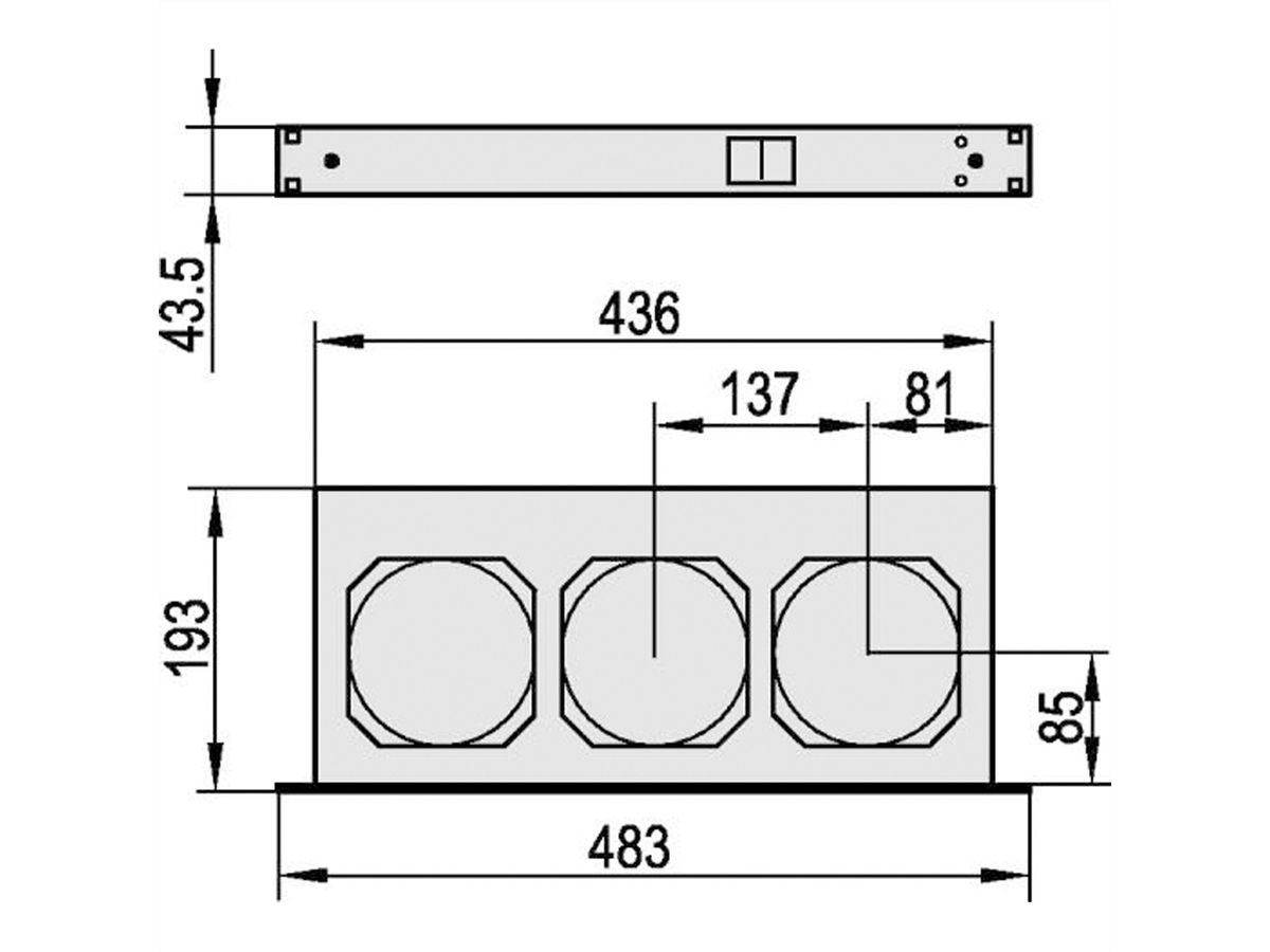 SCHROFF 19" ventilatoreenheid, 1 HE, met frontswitch, 3 ventilatoren, 24 VDC