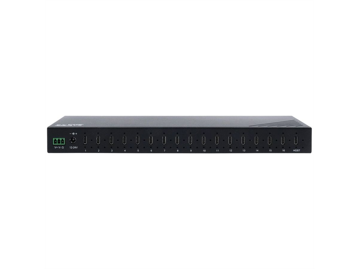 EX-12276HMS 16-Port USB 3.2 Gen 2 Metall HUB, mit 16x C-Anschlüsse