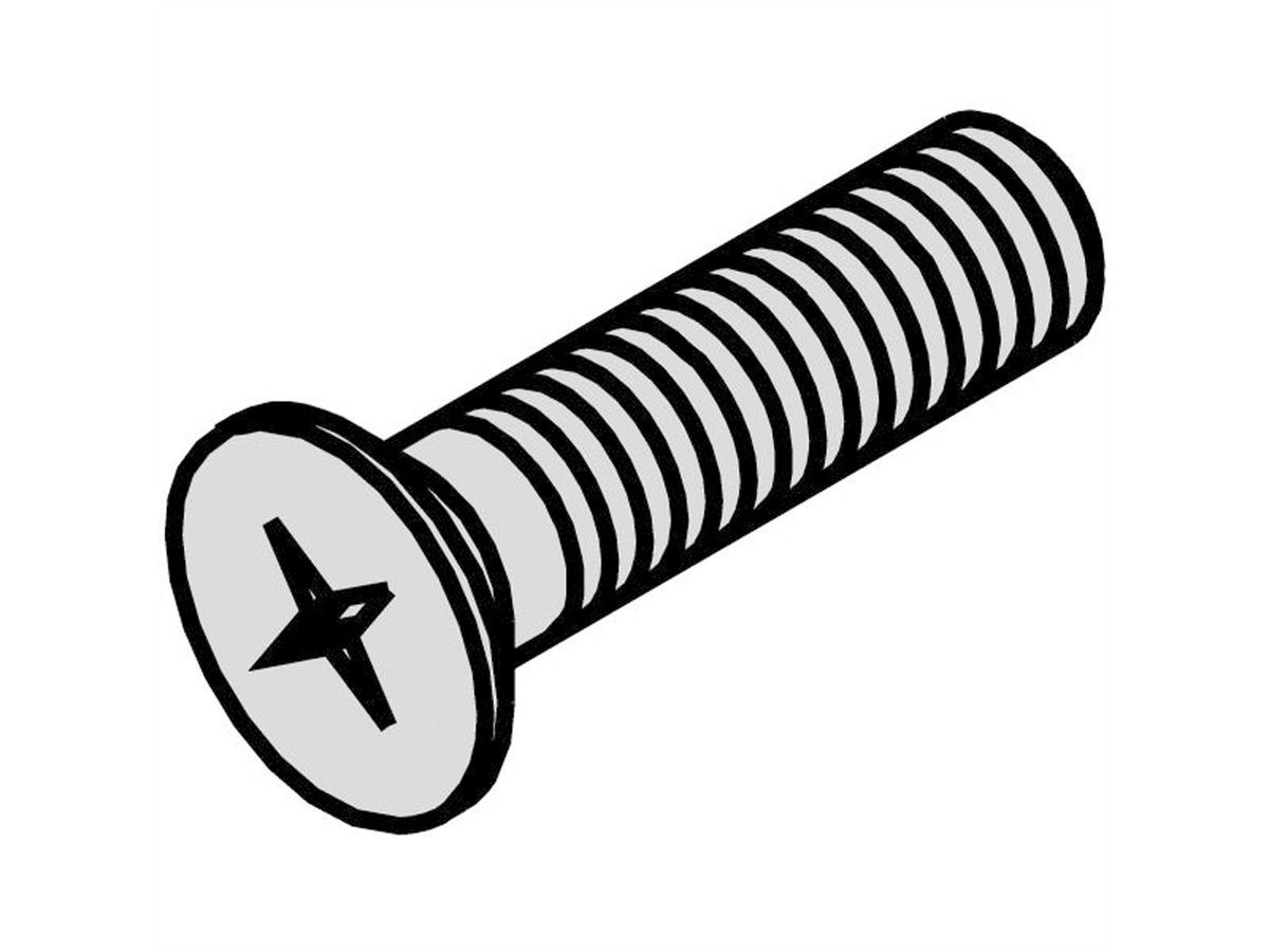 SCHROFF Countersunk Screw, Cross Recess, M2.5x12 mm, Steel Nickel Plated