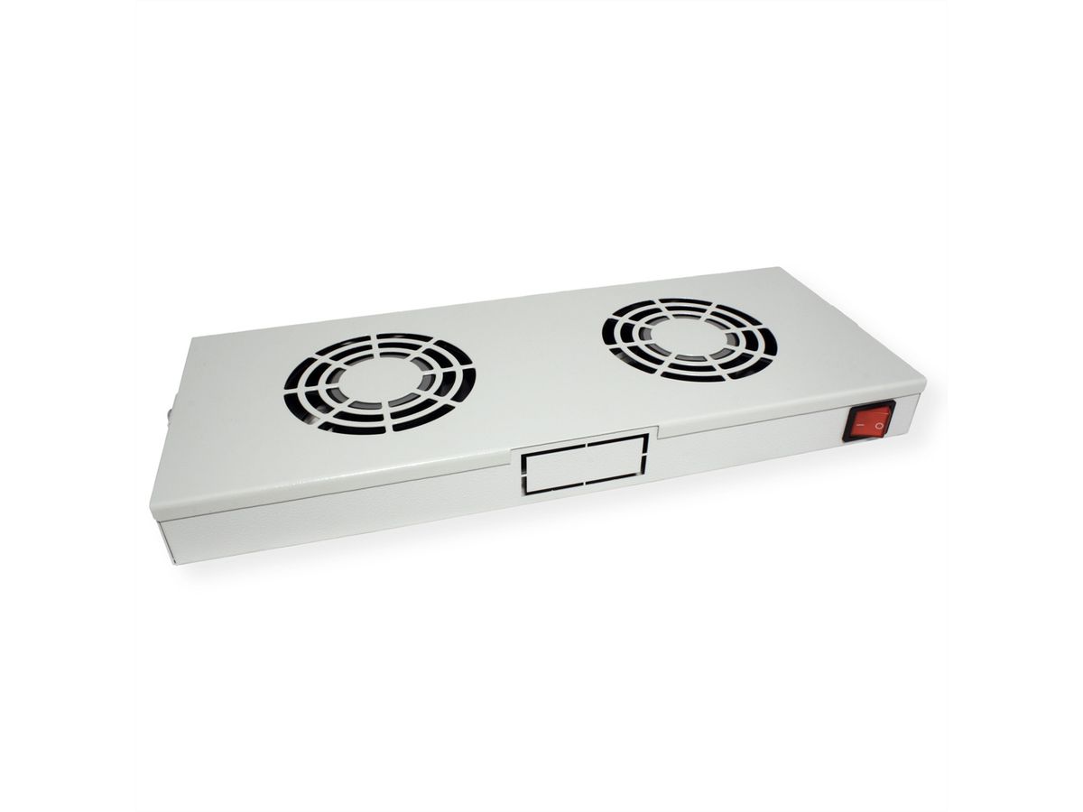 ROLINE 19-inch ventilatorunit 2 ventilatoren , Thermostaat grijs